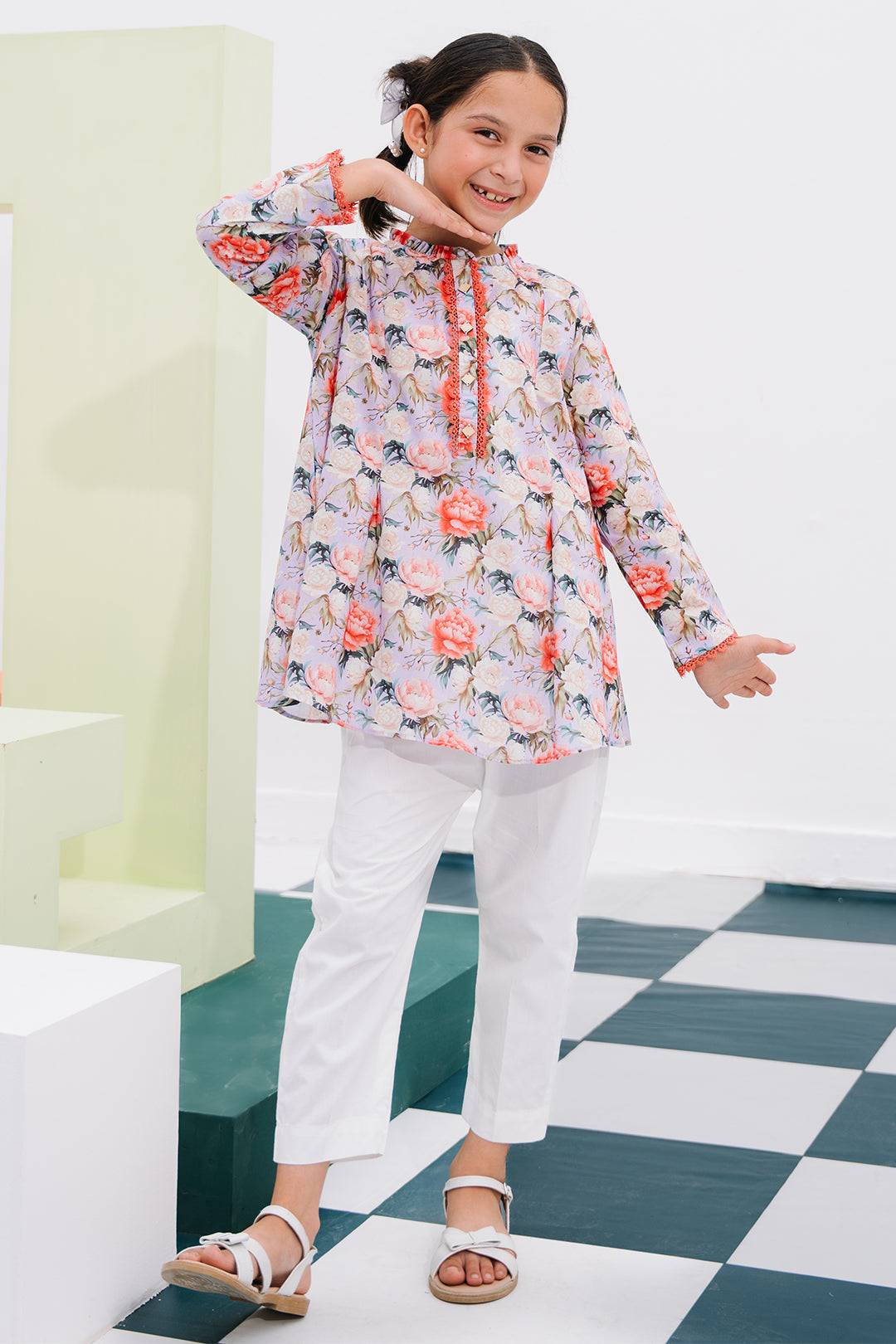 Zellbury Girls | 1 Piece Lawn | Kurta - 1390 by Maria Faisal - Registered Vendor of : Zellbury Girls - type : Kids Clothes - 100% original wedding dresses