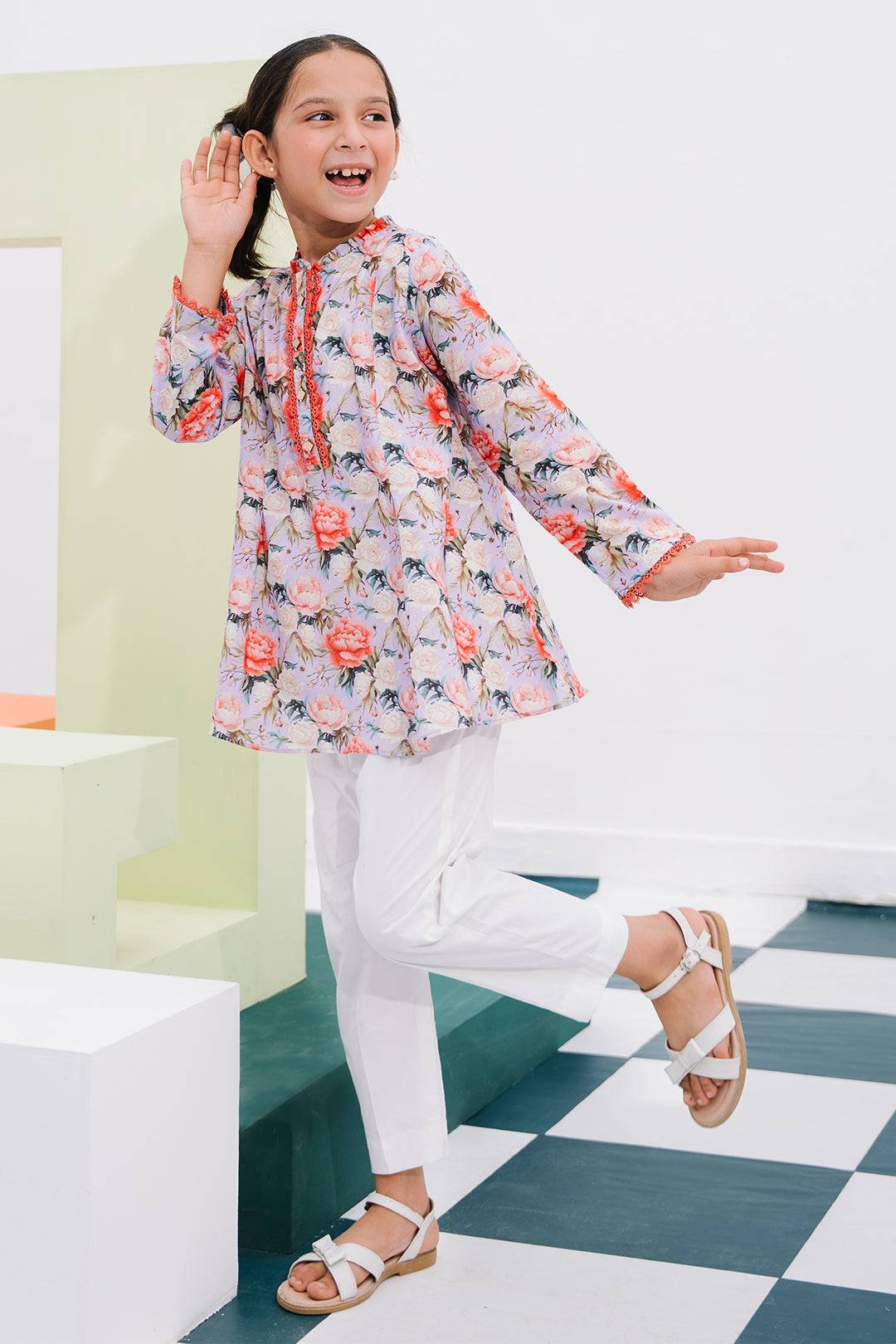 Zellbury Girls | 1 Piece Lawn | Kurta - 1390 by Maria Faisal - Registered Vendor of : Zellbury Girls - type : Kids Clothes - 100% original wedding dresses