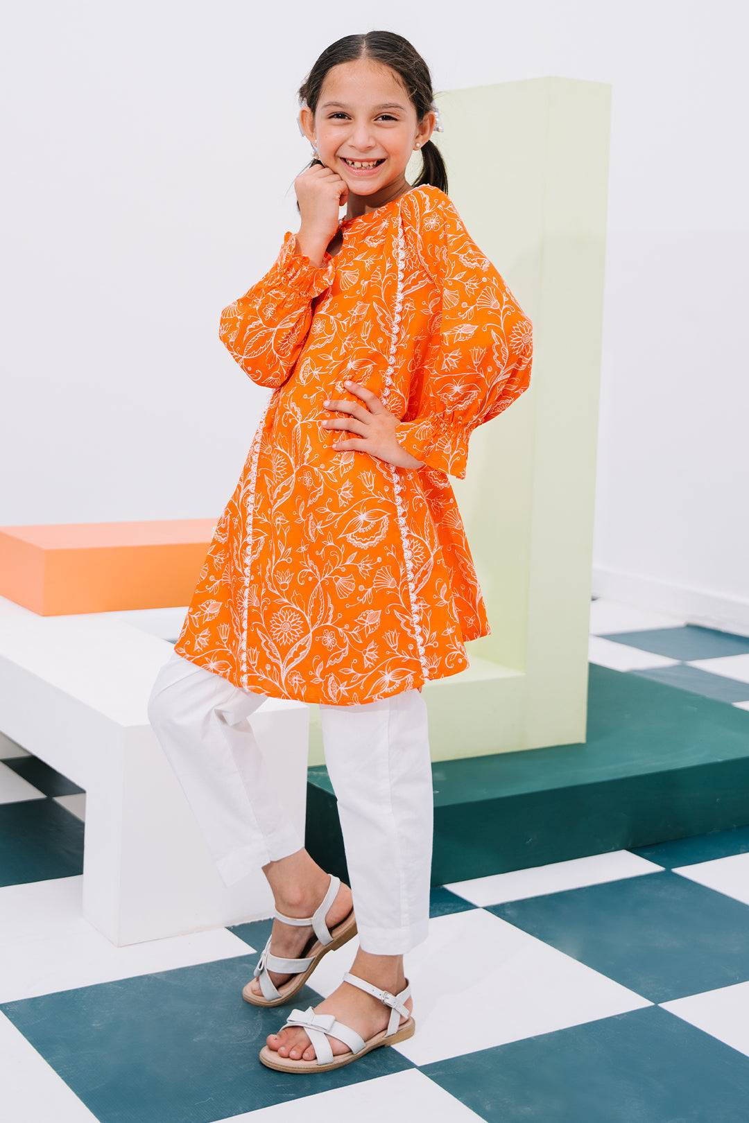 Zellbury Girls | 1 Piece Lawn | Kurta - 1448 by Maria Faisal - Registered Vendor of : Zellbury Girls - type : Kids Clothes - 100% original wedding dresses