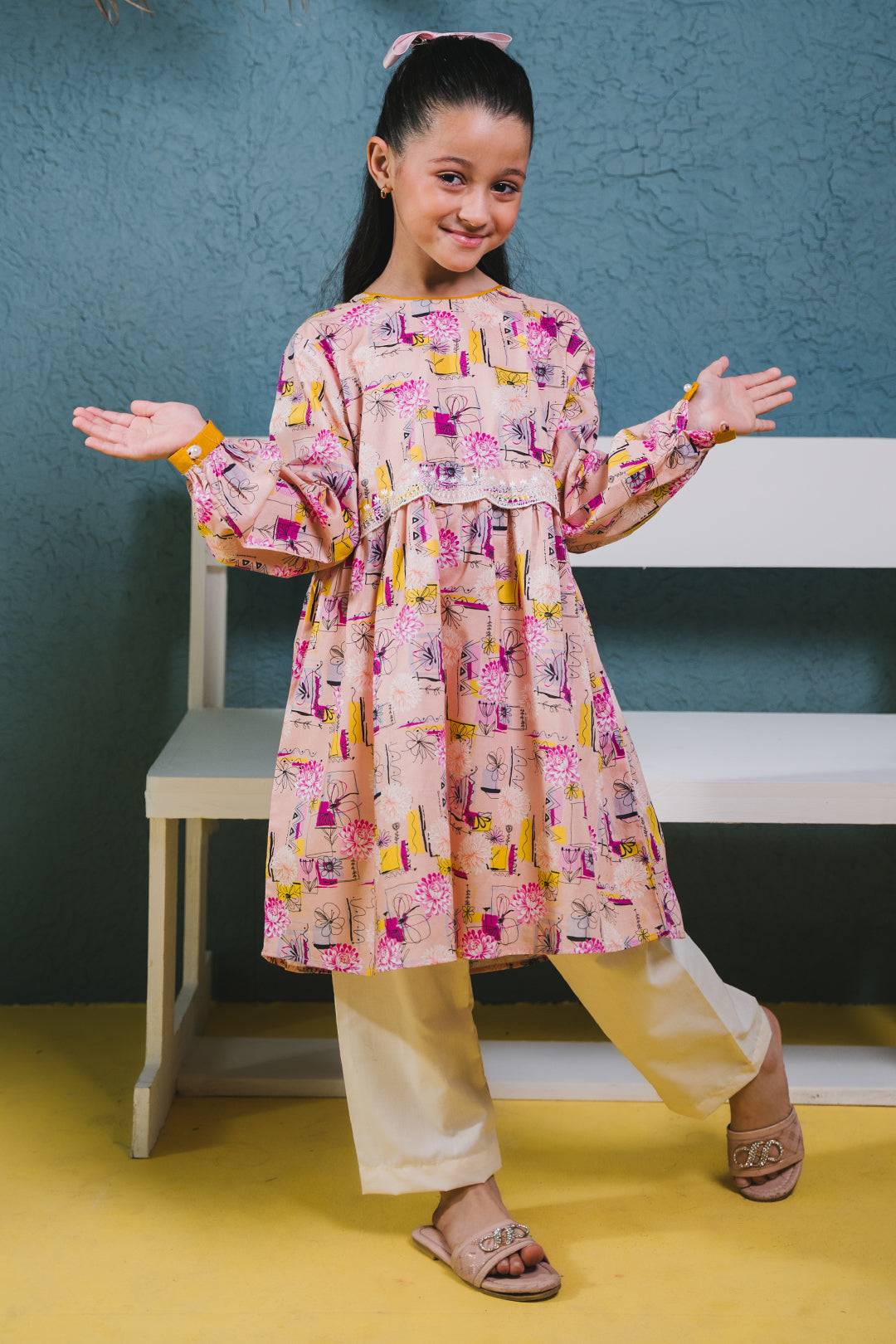 Zellbury Girls | 1 Piece Lawn | Embroidered Kurta - 1452 by Maria Faisal - Registered Vendor of : Zellbury Girls - type : Kids Clothes - 100% original wedding dresses