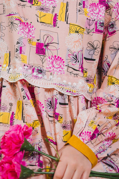 Zellbury Girls | 1 Piece Lawn | Embroidered Kurta - 1452 by Maria Faisal - Registered Vendor of : Zellbury Girls - type : Kids Clothes - 100% original wedding dresses