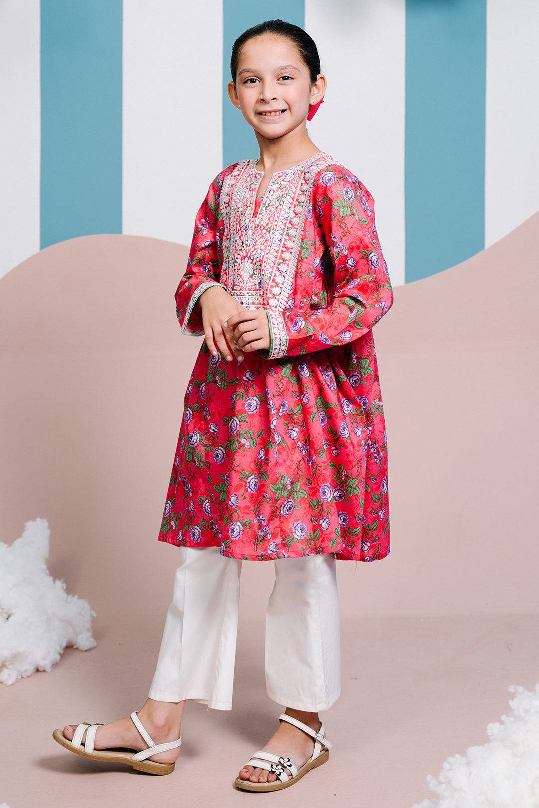 Zellbury Girls | 1 Piece Lawn | Embroidered Kurta - 1453 by Maria Faisal - Registered Vendor of : Zellbury Girls - type : Kids Clothes - 100% original wedding dresses