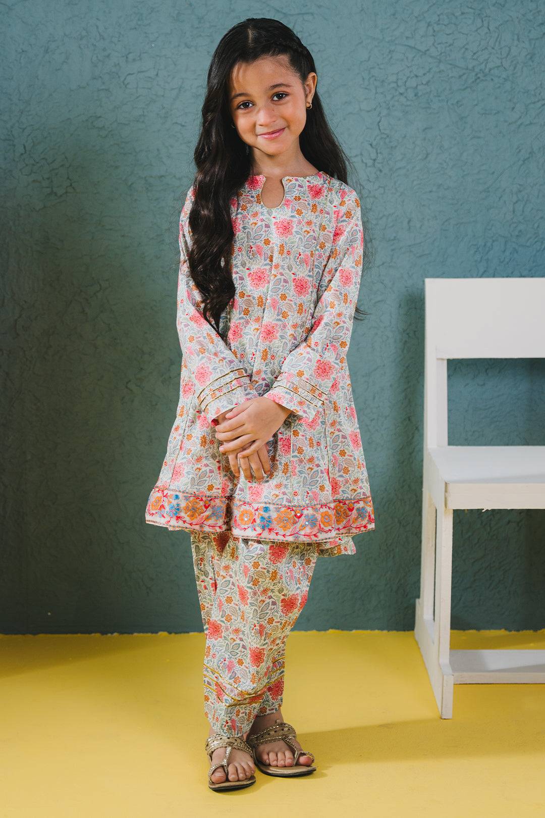 Zellbury Girls | 2 Piece Lawn | Embroidered Kurta Trouser - 2430 by Maria Faisal - Registered Vendor of : Zellbury Girls - type : Kids Clothes - 100% original wedding dresses