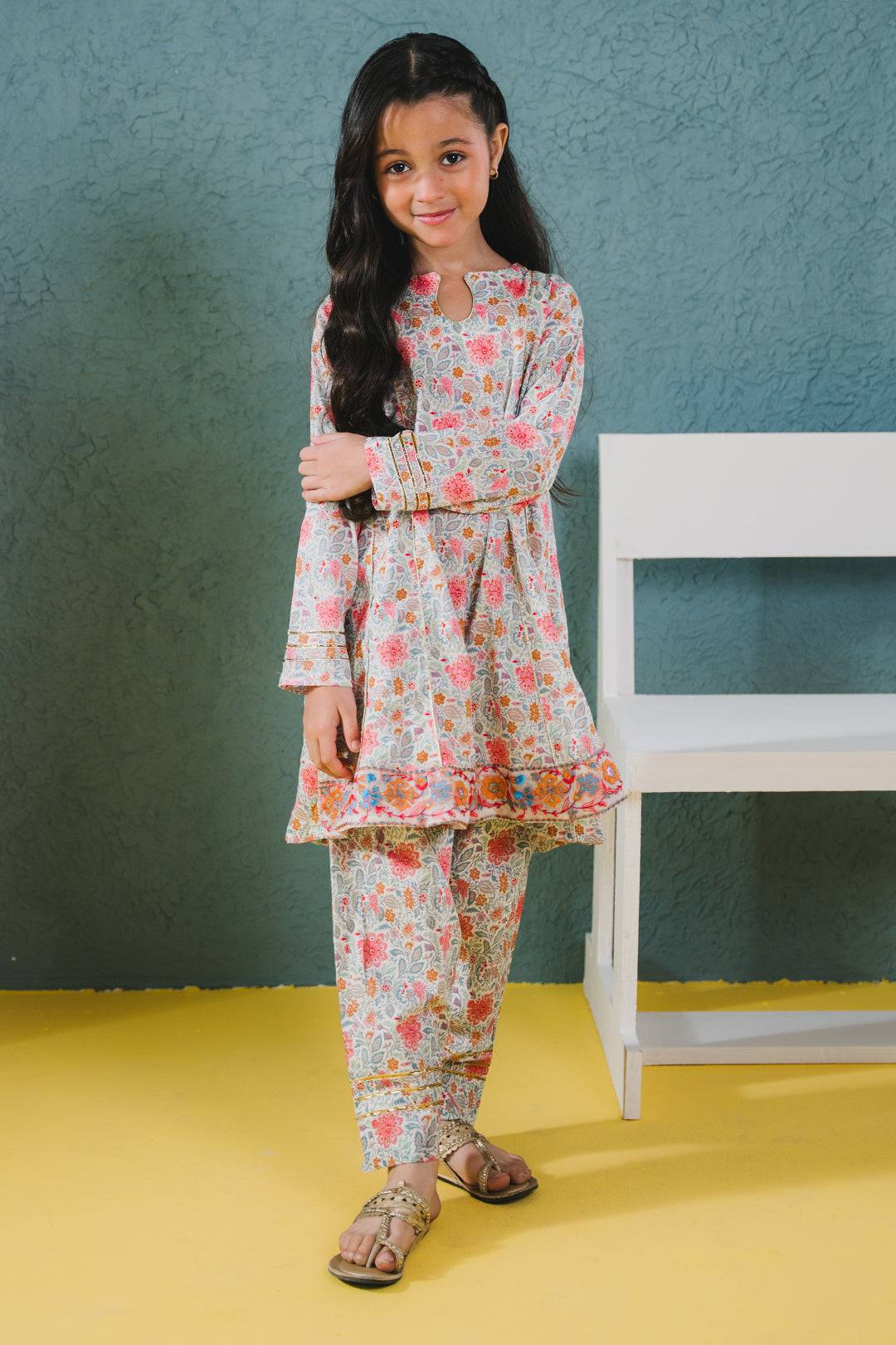 Zellbury Girls | 2 Piece Lawn | Embroidered Kurta Trouser - 2430 by Maria Faisal - Registered Vendor of : Zellbury Girls - type : Kids Clothes - 100% original wedding dresses