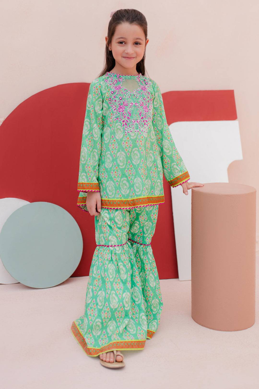 Zellbury Girls | 2 Piece Lawn | Embroidered Kurta Trouser - 2469 by Maria Faisal - Registered Vendor of : Zellbury Girls - type : Kids Clothes - 100% original wedding dresses