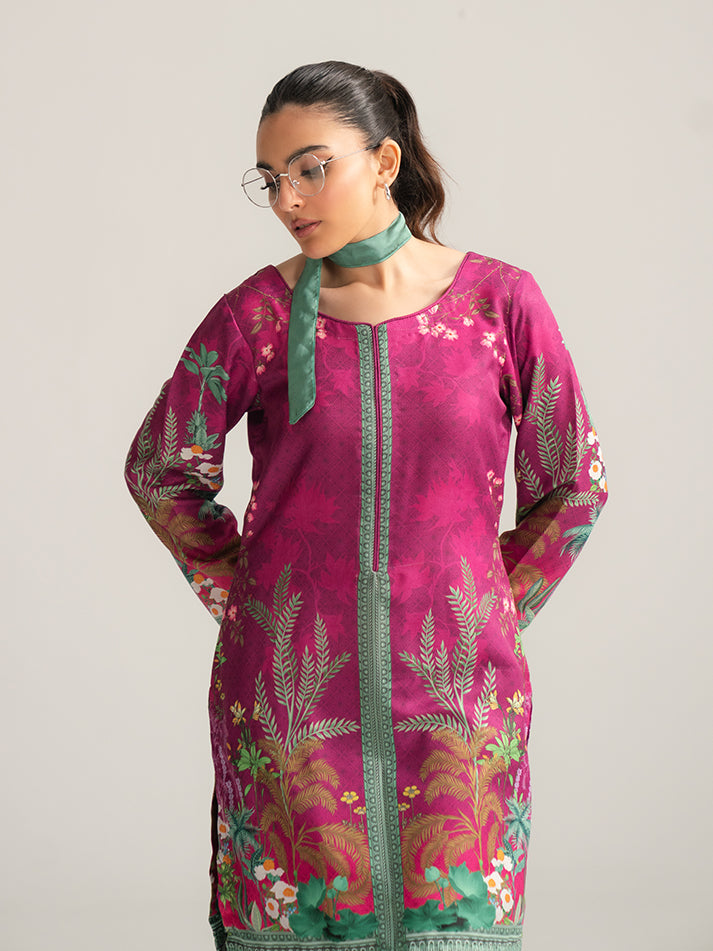 Gulaal | Winter Basics | Tiya - Casual Dress - available at Maria Faisal in UK and USA.