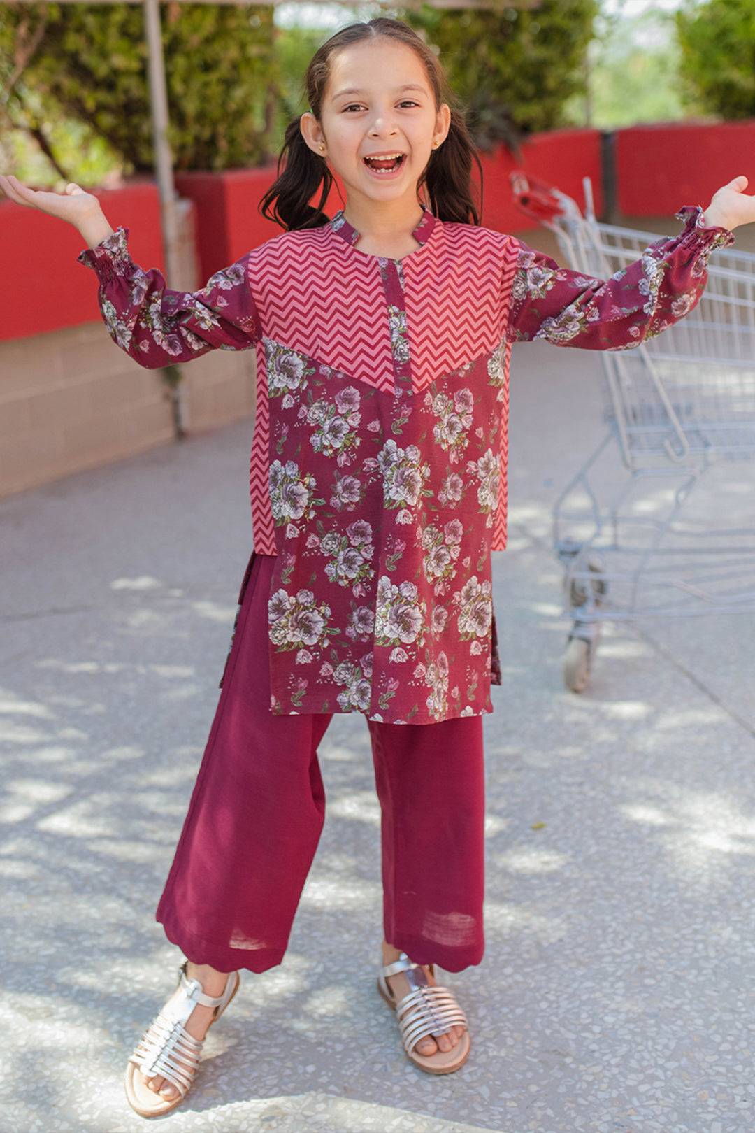 Zellbury Girls | 2 Piece Khaddar | Kurta Trouser - 2222 by Maria Faisal - Registered Vendor of : Zellbury Girls - type : Kids Clothes - 100% original wedding dresses