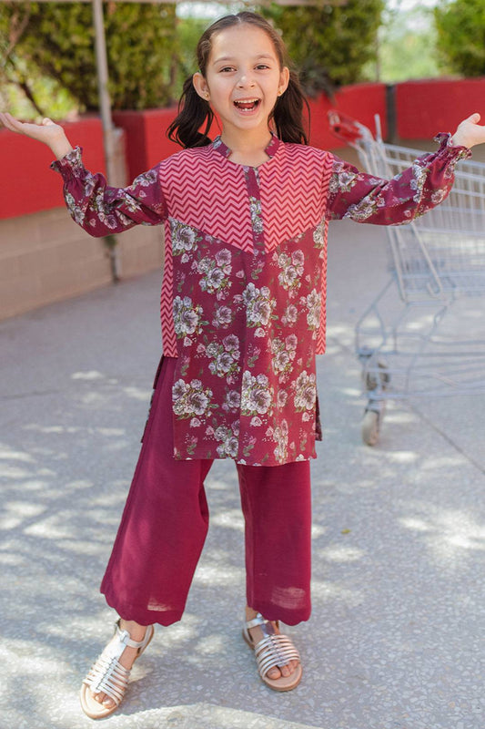 Zellbury Girls | 2 Piece Khaddar | Kurta Trouser - 2222 by Maria Faisal - Registered Vendor of : Zellbury Girls - type : Kids Clothes - 100% original wedding dresses