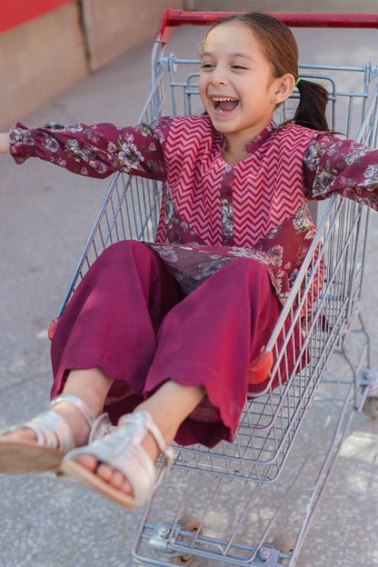 Zellbury Girls | 2 Piece Khaddar | Kurta Trouser - 2222 by Maria Faisal - Registered Vendor of : Zellbury Girls - type : Kids Clothes - 100% original wedding dresses