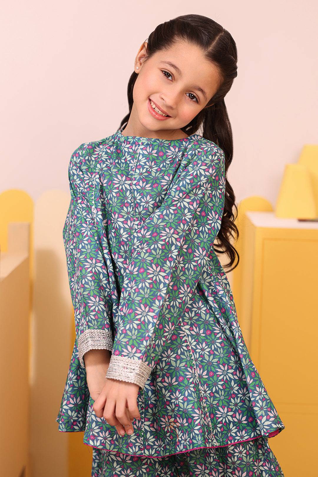 Zellbury Girls | 2 Piece Karandi | Kurta Trouser - 2762 by Maria Faisal - Registered Vendor of : Zellbury Girls - type : Kids Clothes - 100% original wedding dresses