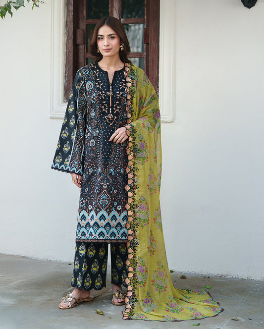 Roheenaz | Whispered Florals | Garden Mist - Casual Dress - available at Maria Faisal in UK and USA.