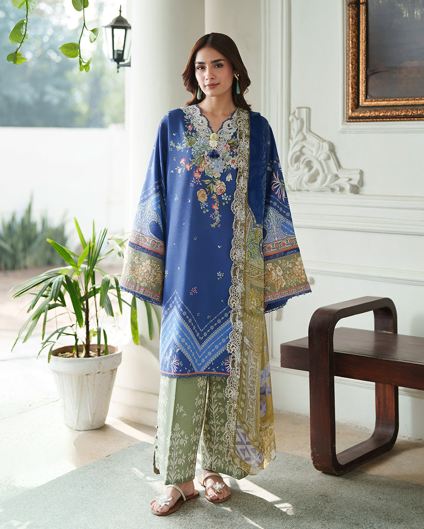 Roheenaz | Whispered Florals | Gentle Petals - Casual Dress - available at Maria Faisal in UK and USA.