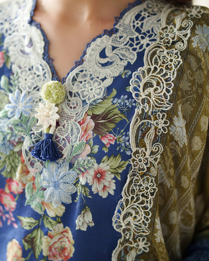 Roheenaz | Whispered Florals | Gentle Petals - Casual Dress - available at Maria Faisal in UK and USA.