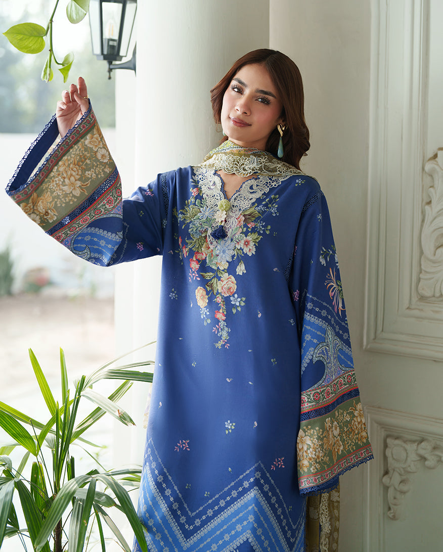 Roheenaz | Whispered Florals | Gentle Petals - Casual Dress - available at Maria Faisal in UK and USA.