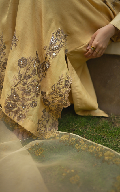 Asifa and Nabeel | Silk Edit 26 | Gilded Primrose - Luxury Dress - available at Maria Faisal in UK and USA.