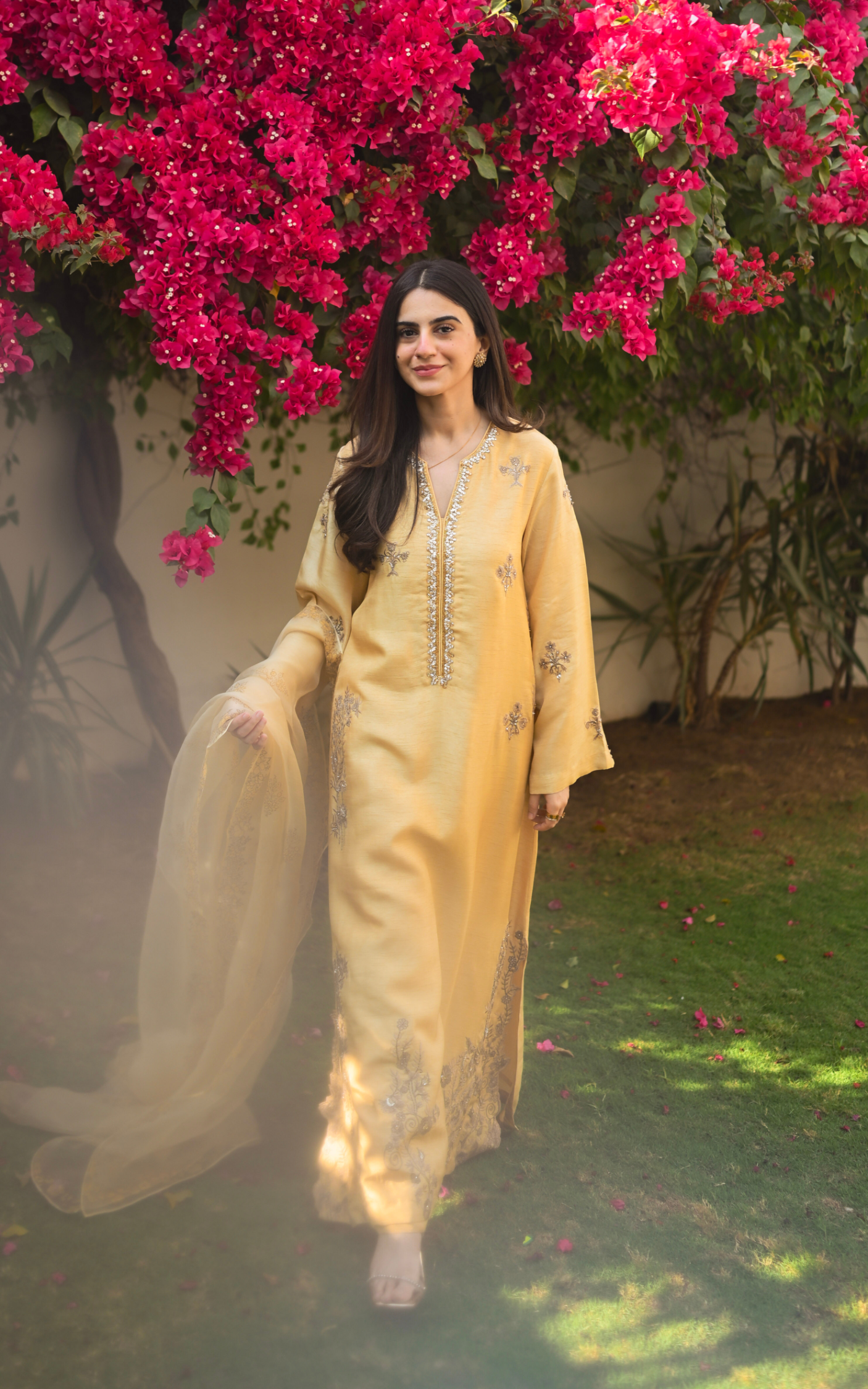 Asifa and Nabeel | Silk Edit 26 | Gilded Primrose - Luxury Dress - available at Maria Faisal in UK and USA.