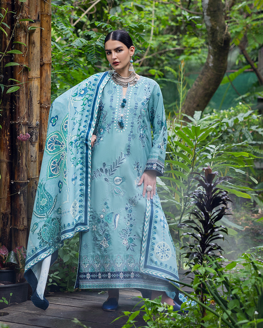 Mushq | Hemline Karandi | Glided Hour - Casual Dress - available at Maria Faisal in UK and USA.