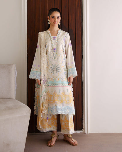 Roheenaz | Sunlit Tales Printed Embroidered Edit | Glowleaf - Luxury Dress - available at Maria Faisal in UK and USA.