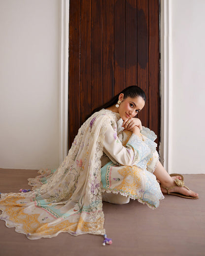 Roheenaz | Sunlit Tales Printed Embroidered Edit | Glowleaf - Luxury Dress - available at Maria Faisal in UK and USA.