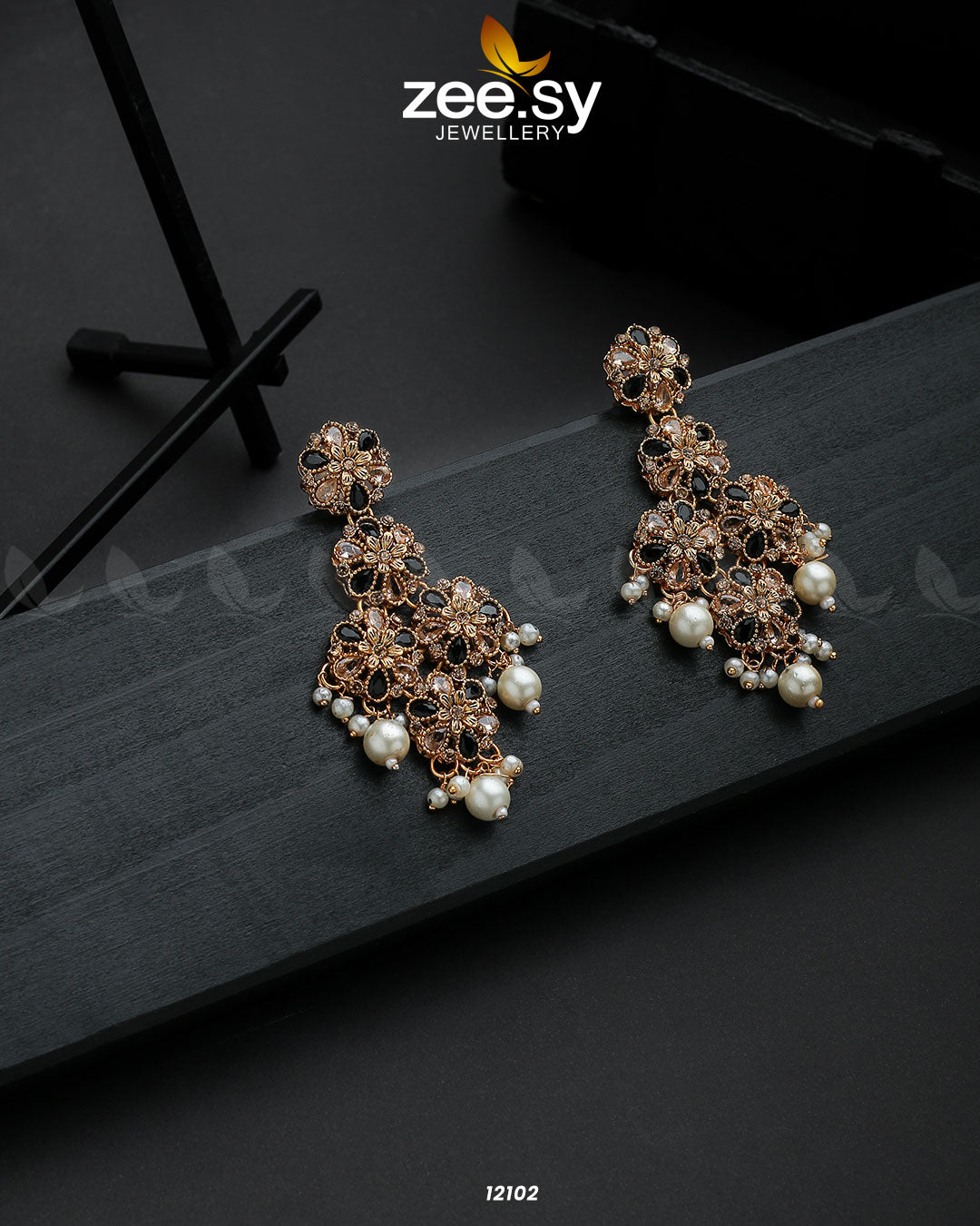 Golden Orchid Elegance - Earrings 