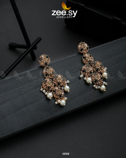 Golden Orchid Elegance - Earrings 