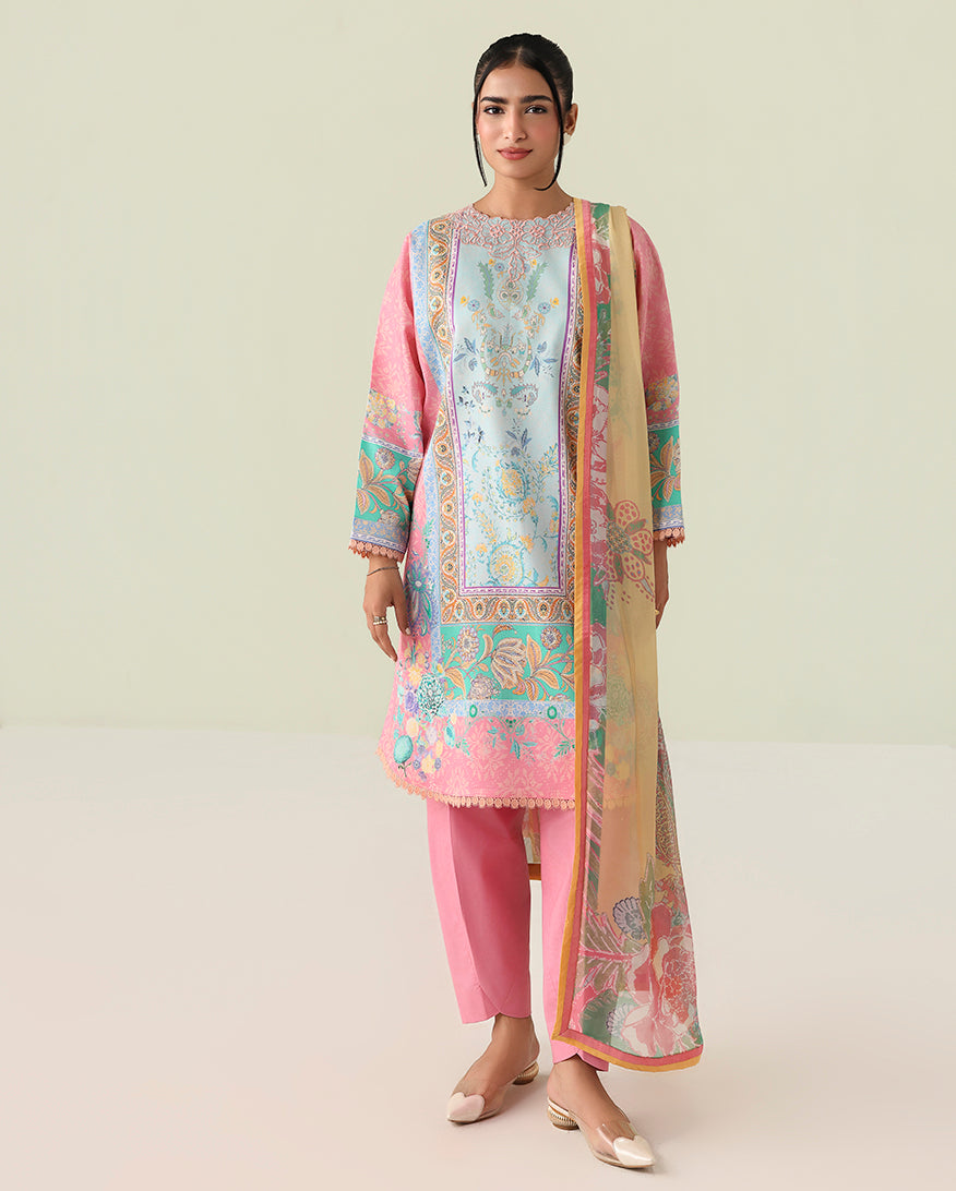 Roheenaz | Rosette Lawn | Golden Hour - Casual Dress - available at Maria Faisal in UK and USA.