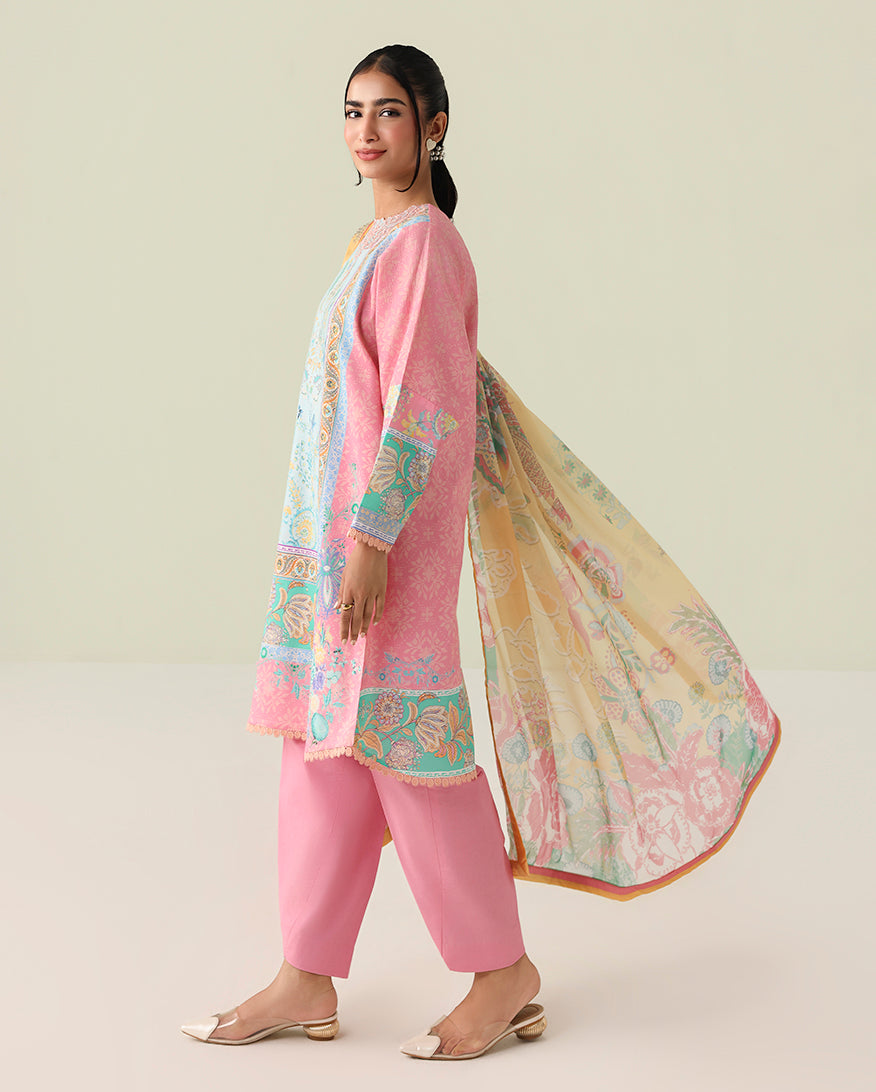 Roheenaz | Rosette Lawn | Golden Hour - Casual Dress - available at Maria Faisal in UK and USA.