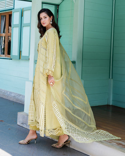 Mushq | Euphoria Pret | Golden Ember - Luxury Dress - available at Maria Faisal in UK and USA.