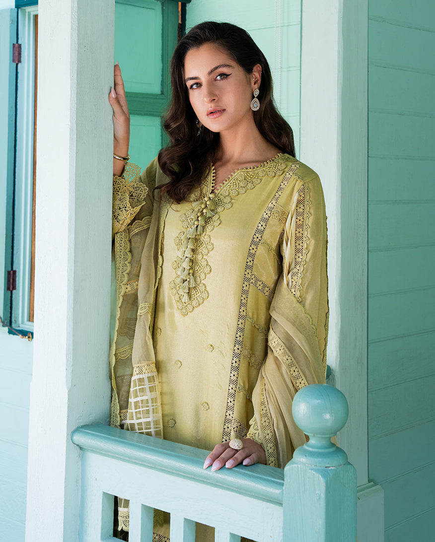 Mushq | Euphoria Pret | Golden Ember - Luxury Dress - available at Maria Faisal in UK and USA.