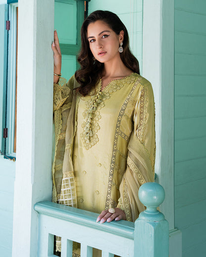Mushq | Euphoria Pret | Golden Ember - Luxury Dress - available at Maria Faisal in UK and USA.