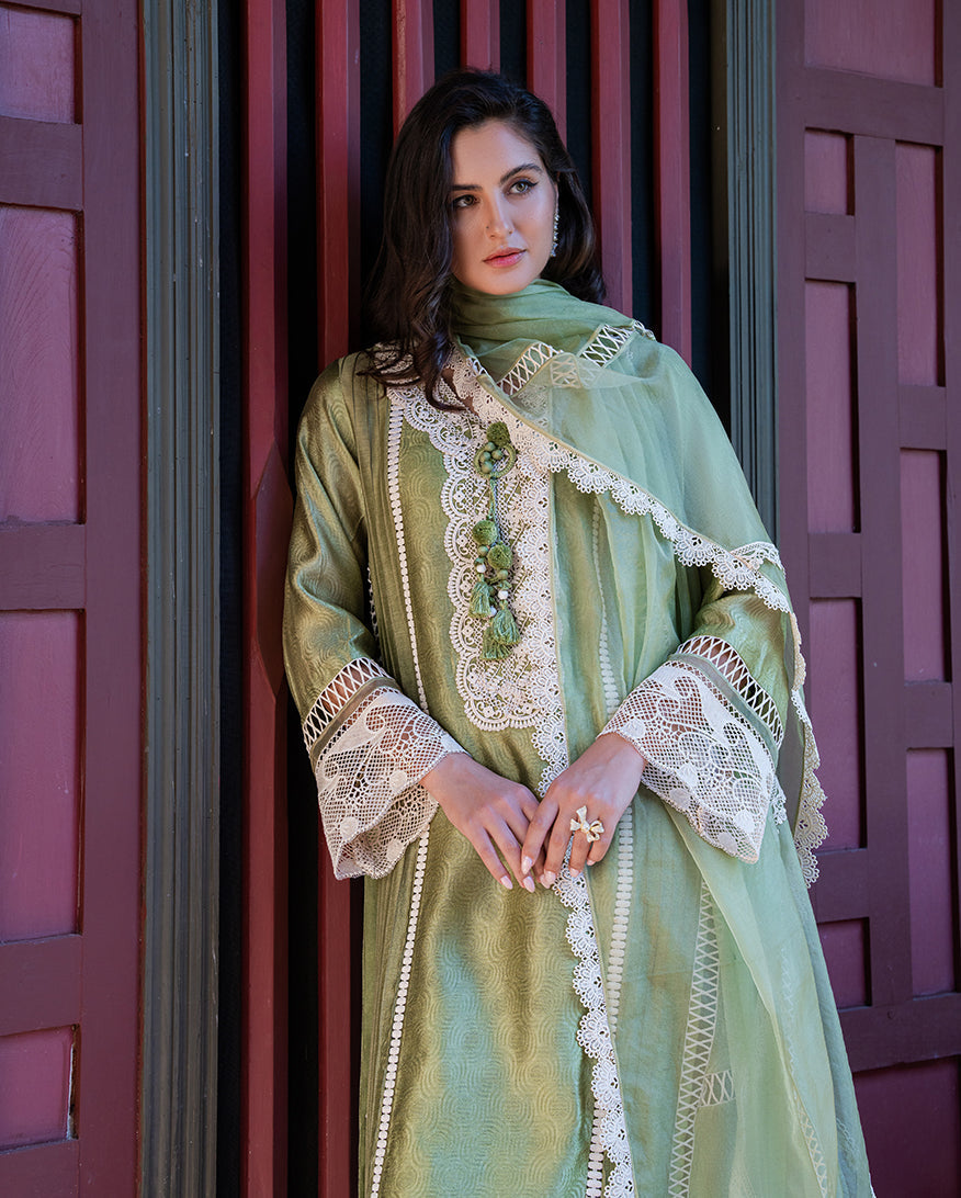 Mushq | Euphoria Pret | Green Solace - Luxury Dress - available at Maria Faisal in UK and USA.