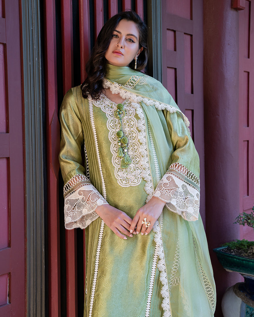 Mushq | Euphoria Pret | Green Solace - Luxury Dress - available at Maria Faisal in UK and USA.