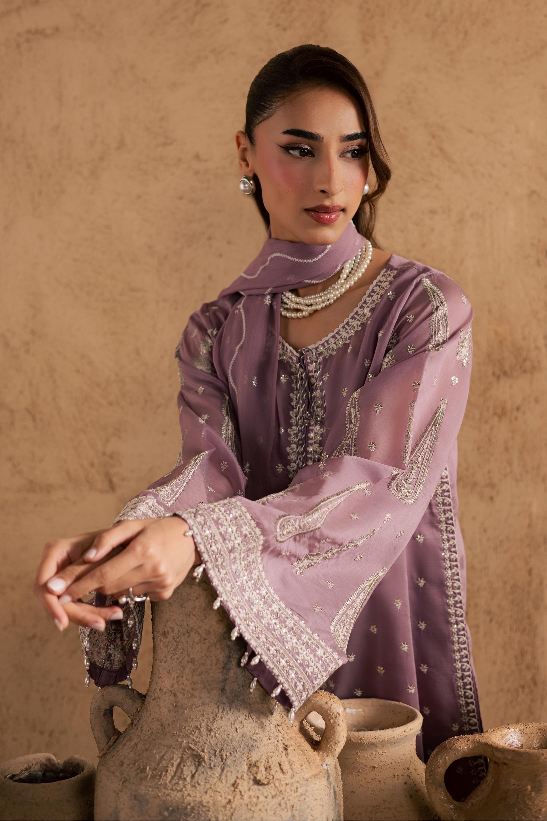 Batik | Festive Eid 26 | Gul e Rana - Luxury Dress - available at Maria Faisal in UK and USA.