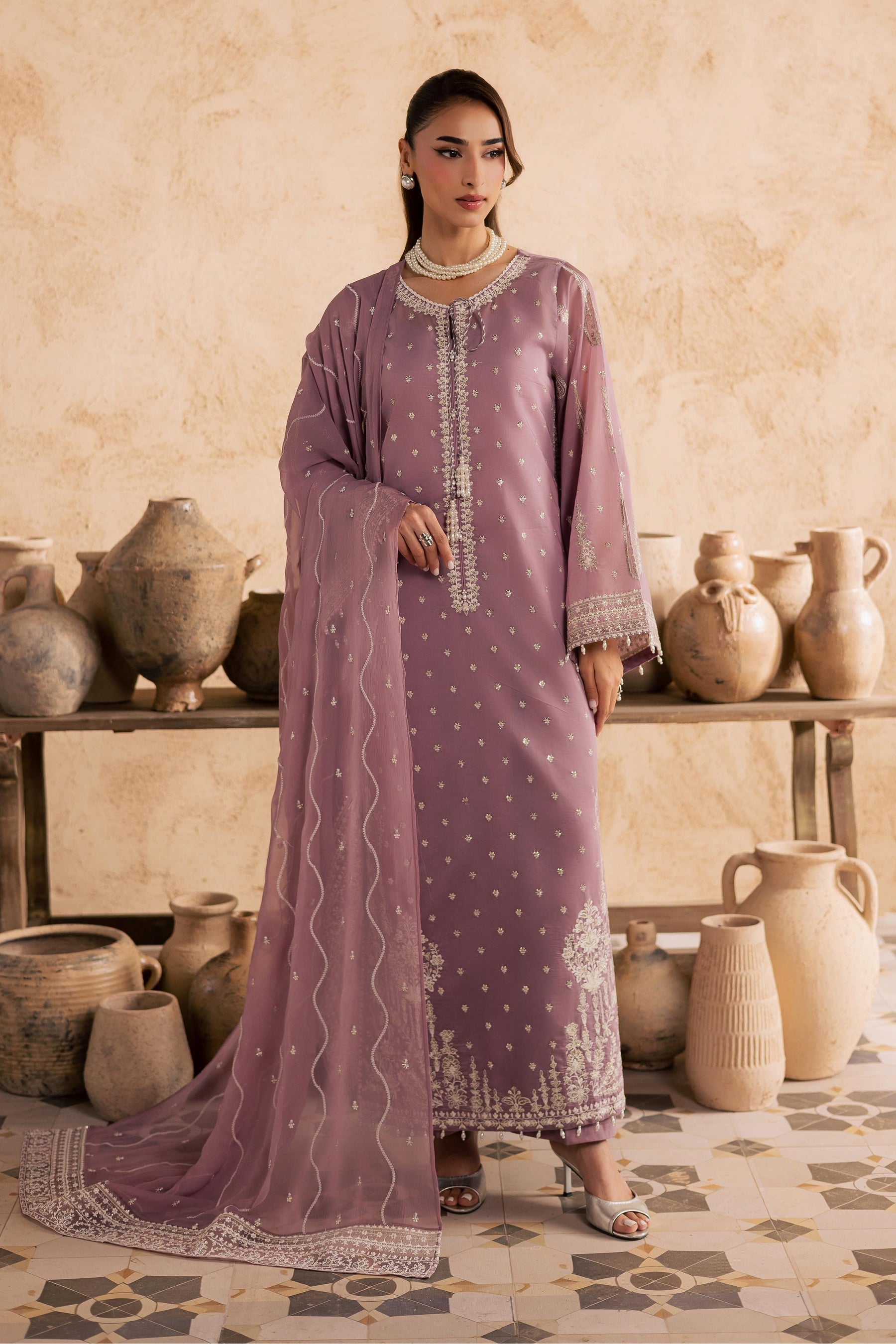 Batik | Festive Eid 26 | Gul e Rana - Luxury Dress - available at Maria Faisal in UK and USA.