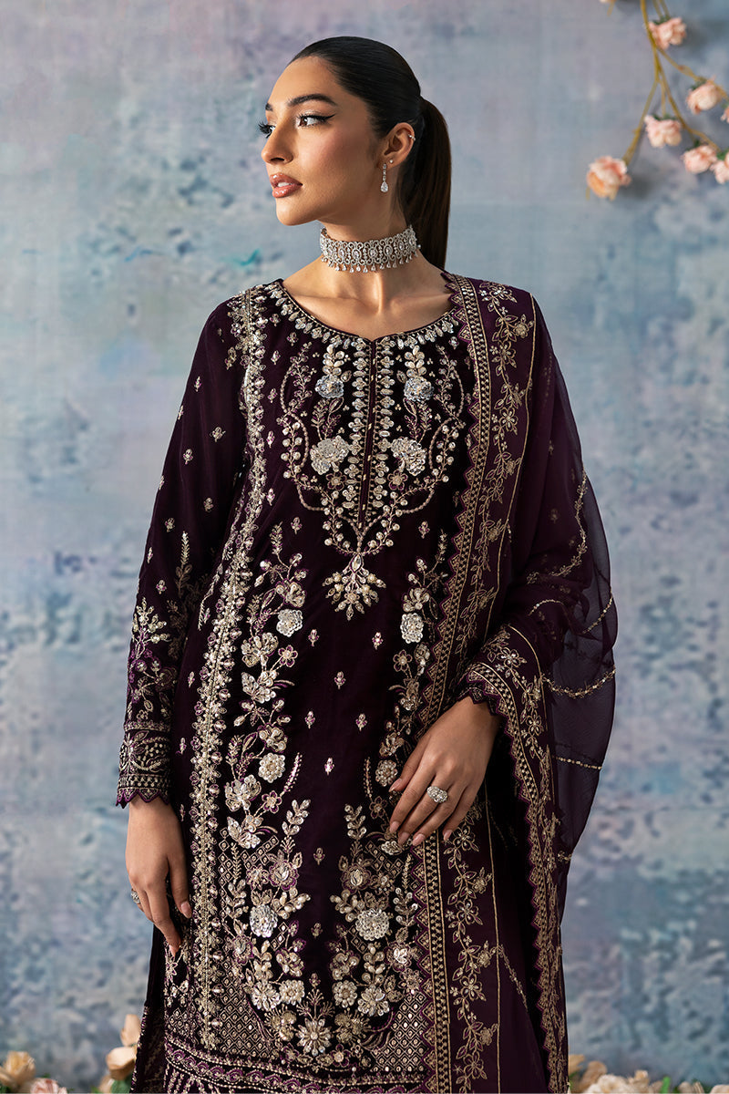 Gulaal | Celeste Velvet 24 | Plum - Ladies Clothes - Maria Faisal