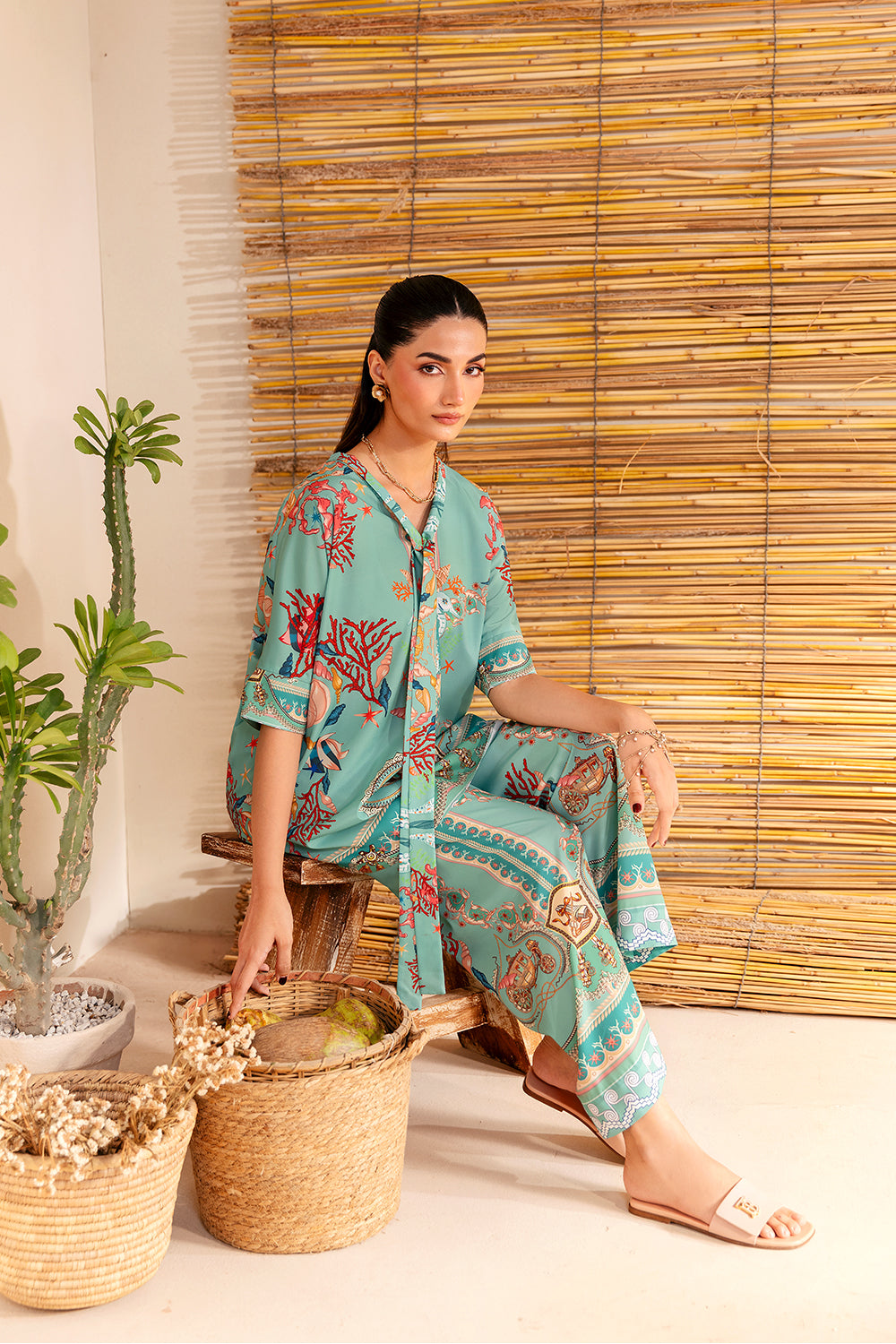 Saira Rizwan | Silk Coords 25 | COASTAL CHARM - SRSP-25-01 - Formal Wear - available at Maria Faisal in UK and USA