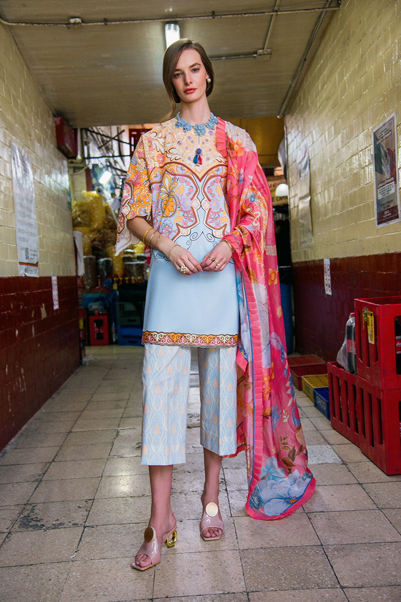 Mushq | La Dolce Hemline Prints 25 | Water Lily - Ladies Clothes - Maria Faisal