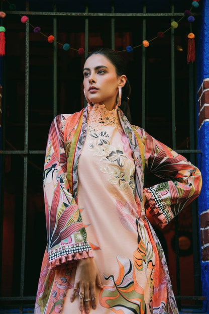 Mushq | La Dolce Hemline Prints 25 | Peach Poppies by Maria Faisal - Registered Vendor of : Mushq - type : Ladies Clothes - 100% original wedding dresses