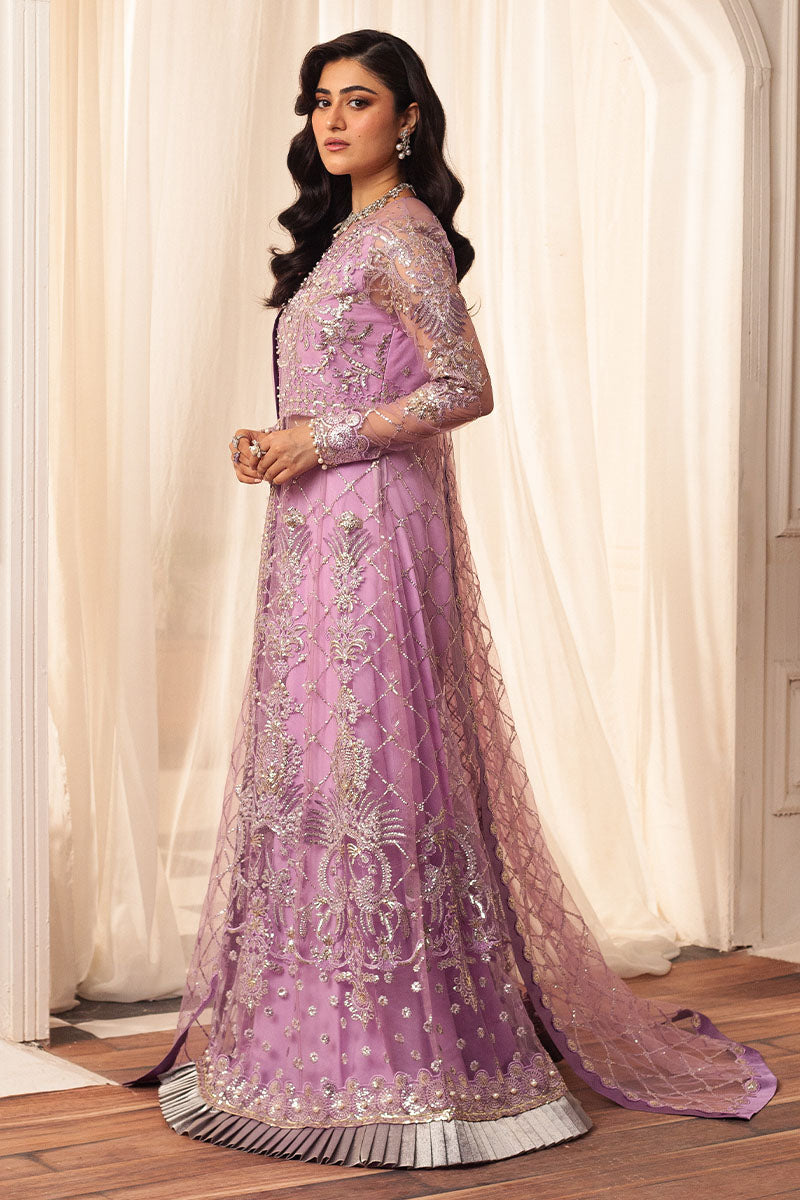 mushq formal dresses Lavender Organza Net Pakistani Suit | Mushq | Qala Kamdaani