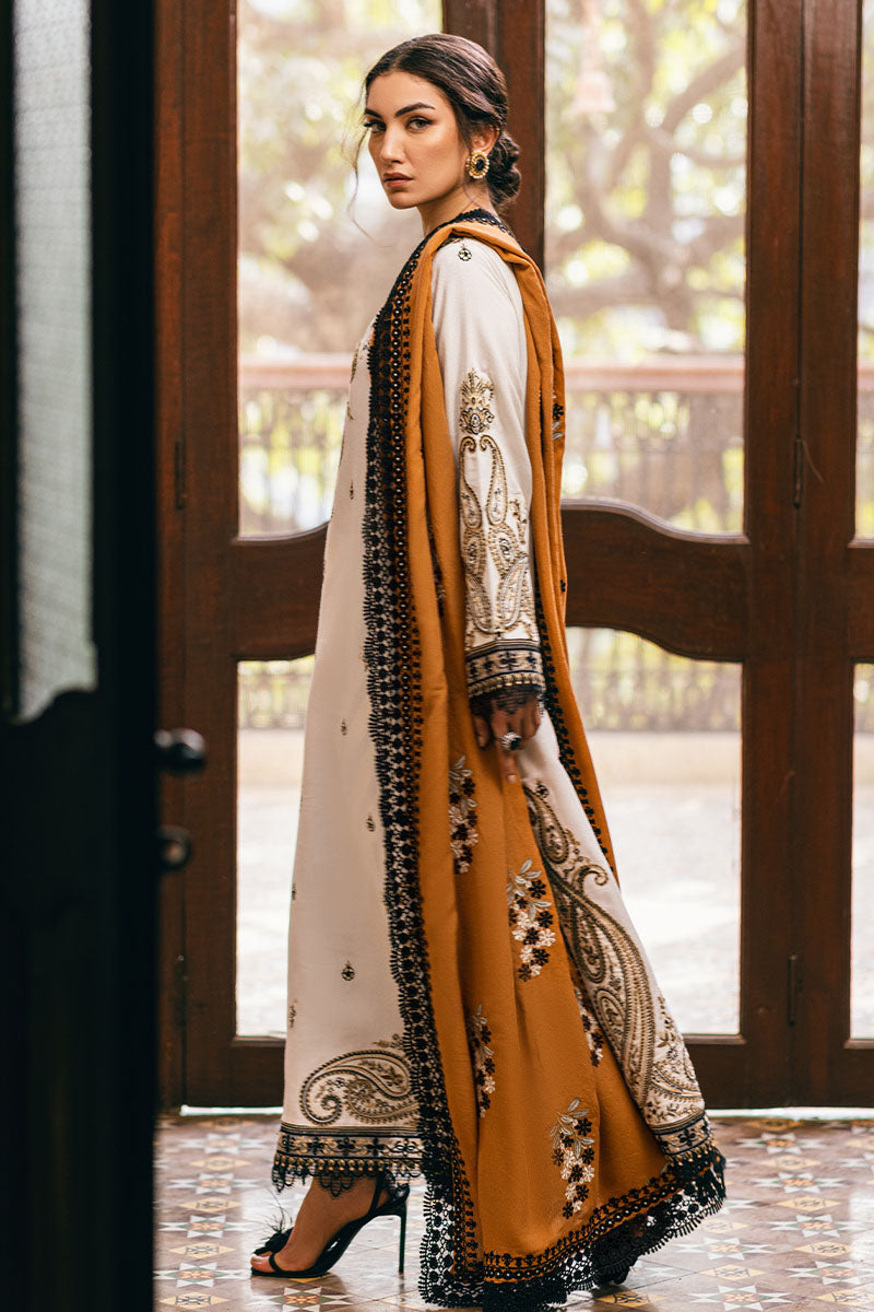 Mushq | Symphony Karandi Collection | IVORY WHISPER - Designer Dress with Intricate embroidery and embellishments. Shop elegent wedding dress at Maria Faisal.