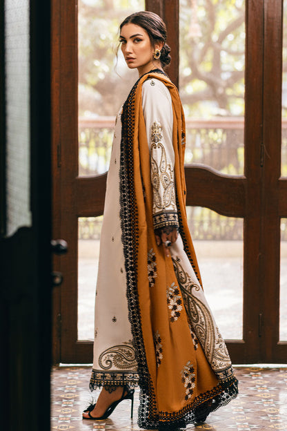 Mushq | Symphony Karandi Collection | IVORY WHISPER - Designer Dress with Intricate embroidery and embellishments. Shop elegent wedding dress at Maria Faisal.