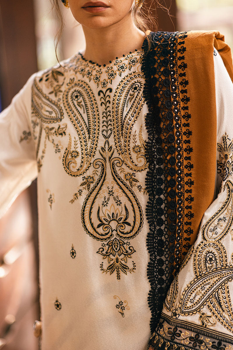 Mushq | Symphony Karandi Collection | IVORY WHISPER - Designer Dress with Intricate embroidery and embellishments. Shop elegent wedding dress at Maria Faisal.