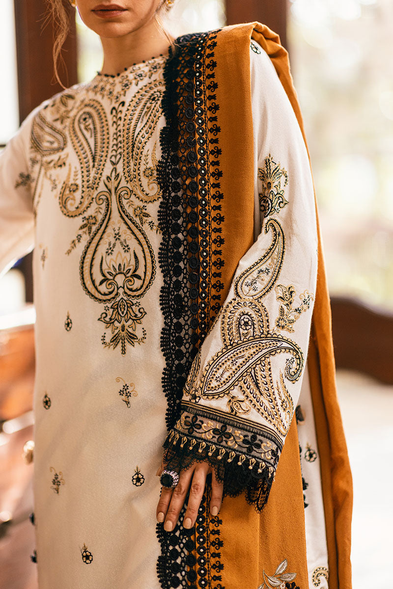 Mushq | Symphony Karandi Collection | IVORY WHISPER - Designer Dress with Intricate embroidery and embellishments. Shop elegent wedding dress at Maria Faisal.