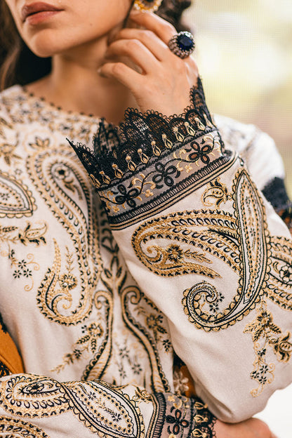 Mushq | Symphony Karandi Collection | IVORY WHISPER - Designer Dress with Intricate embroidery and embellishments. Shop elegent wedding dress at Maria Faisal.