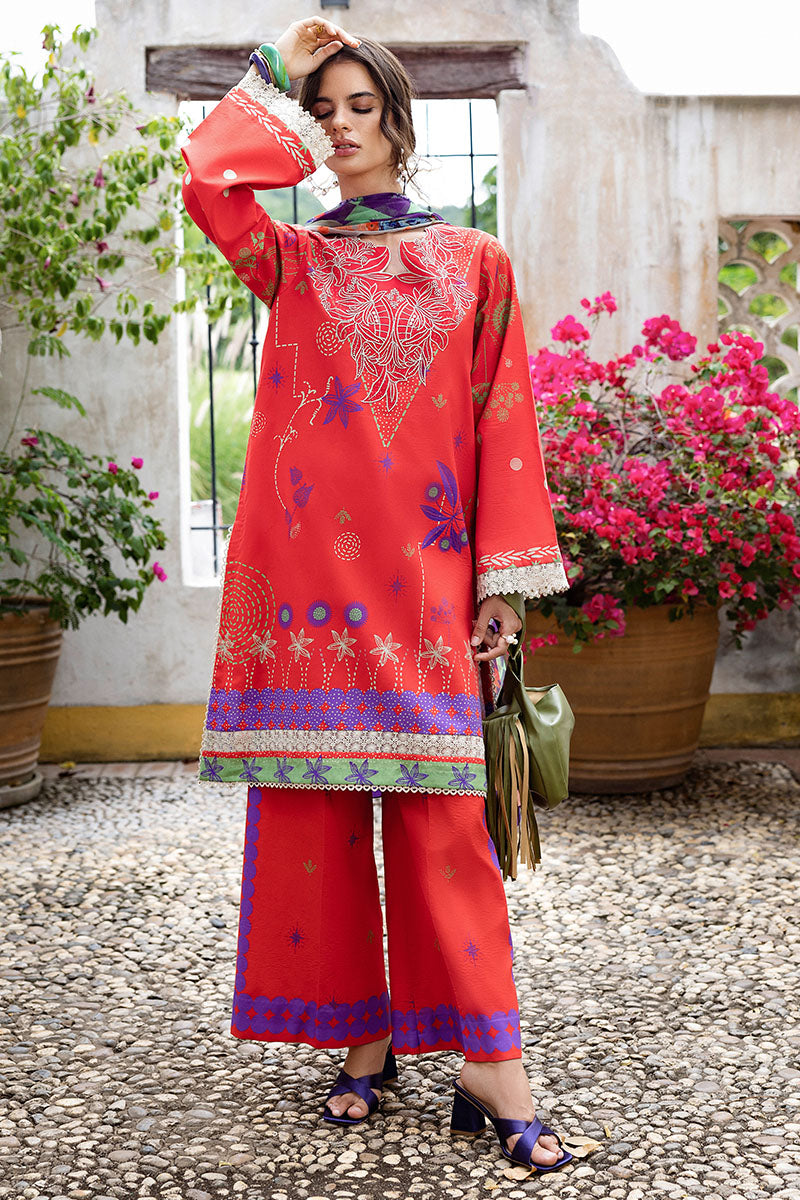 Mushq | Mirasol Printed Cambric | Carmin Rosa - Ladies Clothes - Maria Faisal