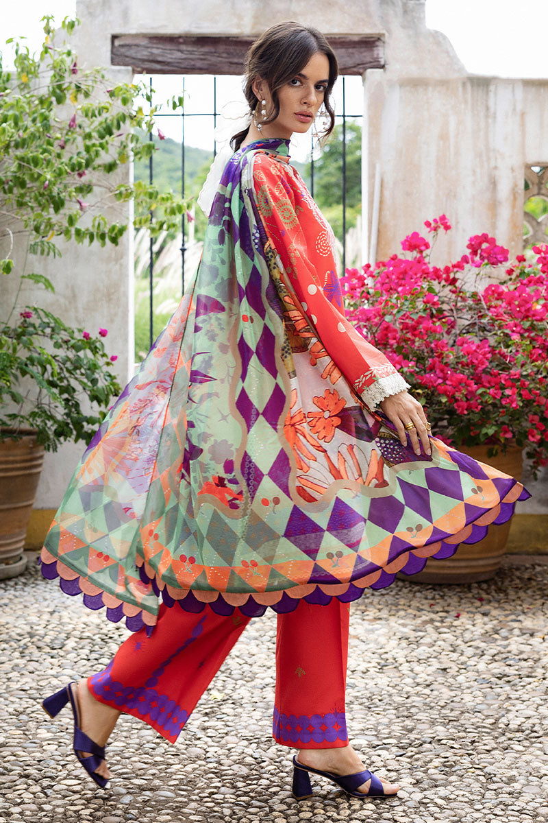 Mushq | Mirasol Printed Cambric | Carmin Rosa - Ladies Clothes - Maria Faisal