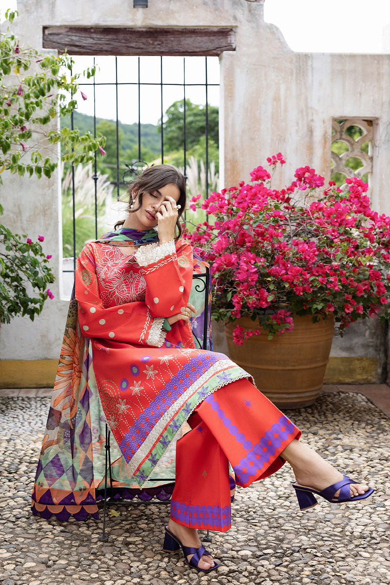 Mushq | Mirasol Printed Cambric | Carmin Rosa - Ladies Clothes - Maria Faisal