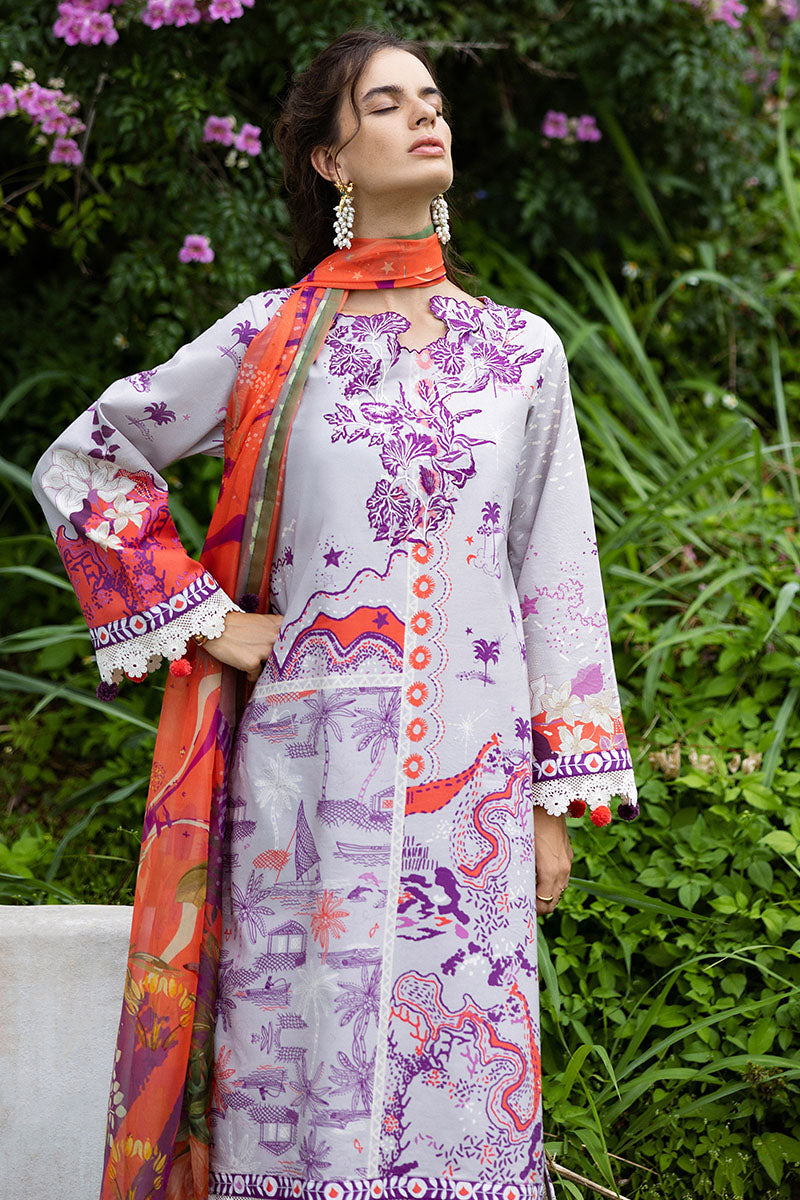 Mushq | Mirasol Printed Cambric | Luna Plata - Ladies Clothes - Maria Faisal