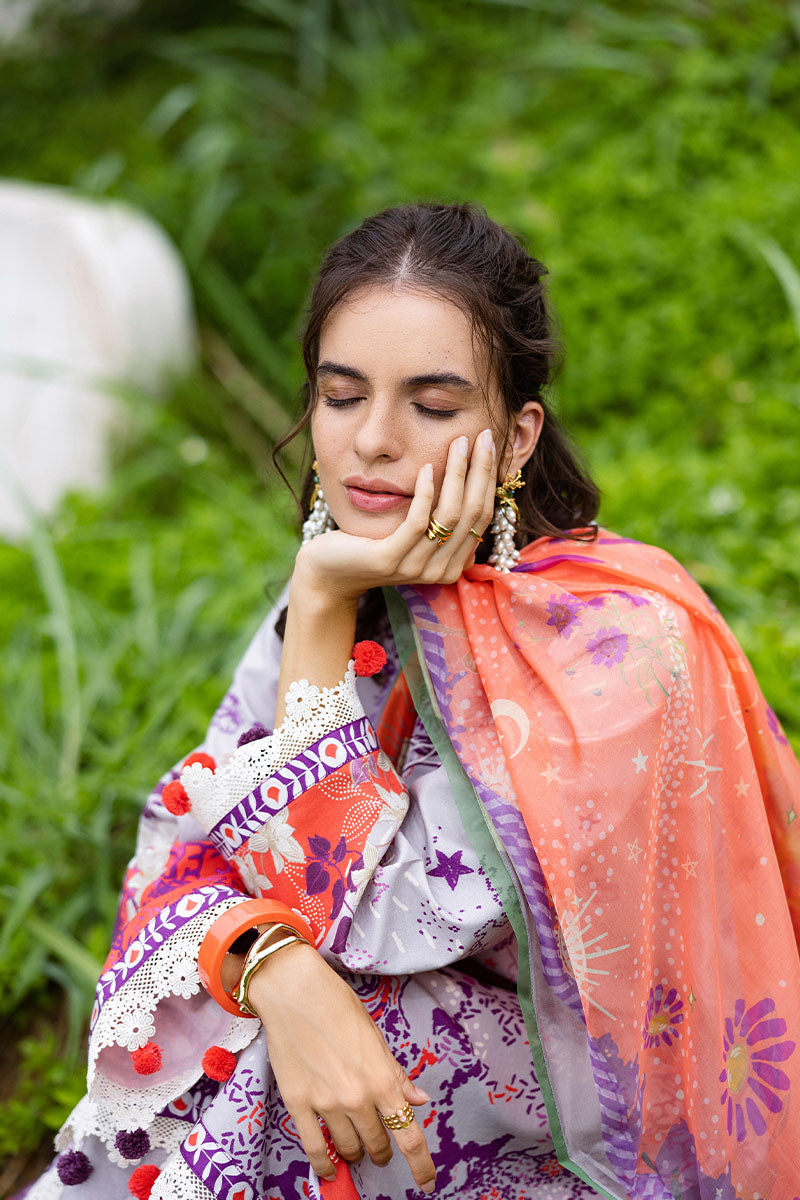 Mushq | Mirasol Printed Cambric | Luna Plata - Ladies Clothes - Maria Faisal