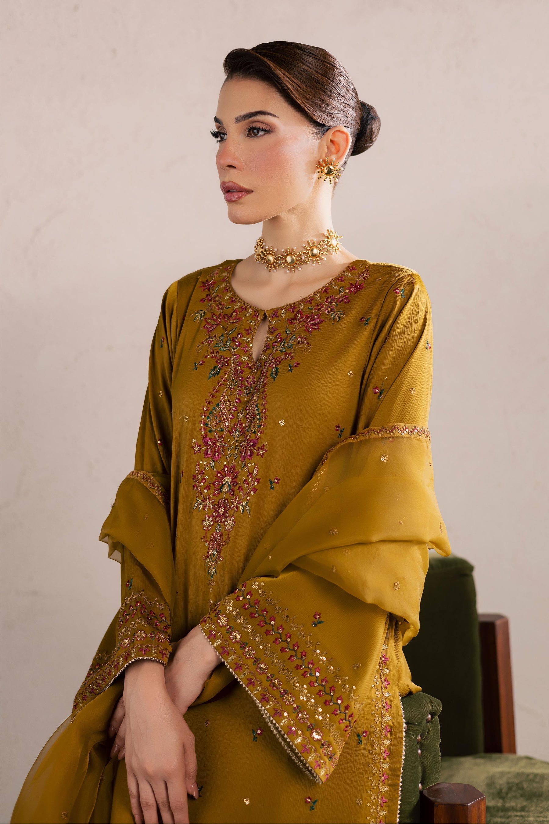 Batik | Festive Eid 26 | Hera - Luxury Dress - available at Maria Faisal in UK and USA.